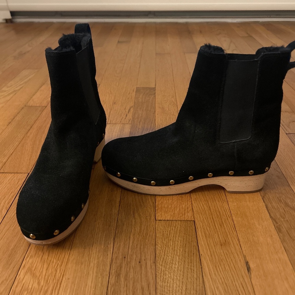 J.crew shearling lined clog boots